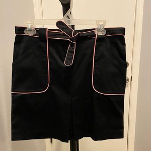 INC black mini skirt w pink piping. 8 Petite